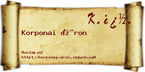 Korponai Áron névjegykártya
